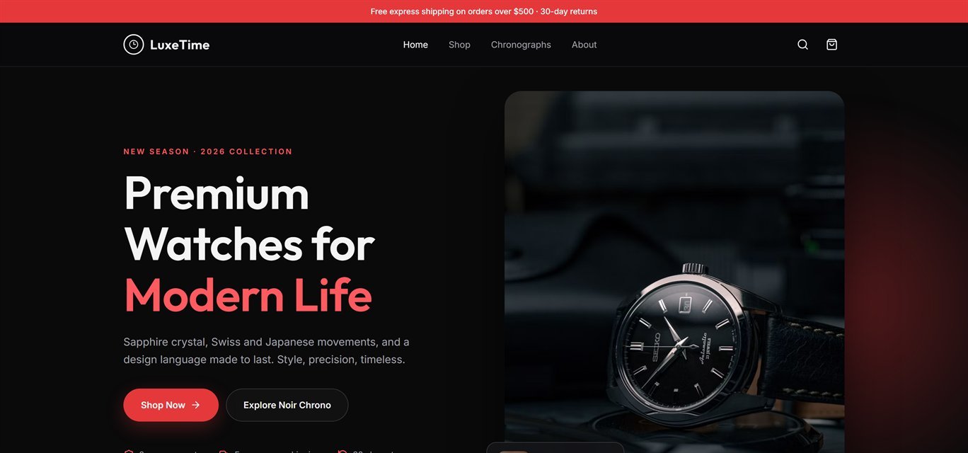 LuxeTime e-commerce watch store